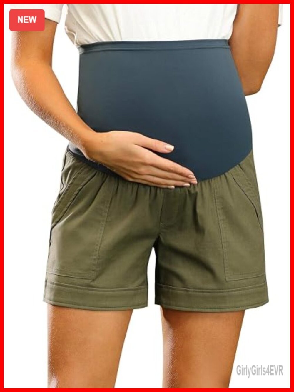 Cotton Maternity Shorts with Pockets Over Belly Casual